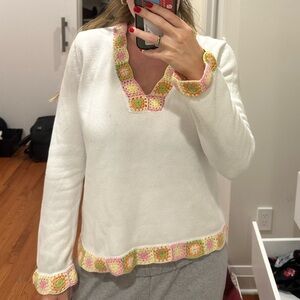 Vintage White Crochet Sweater